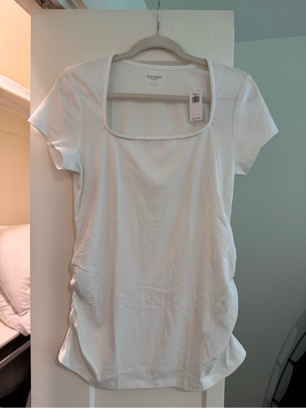 Old Navy Maternity Trapeze White Short Sleeve Top